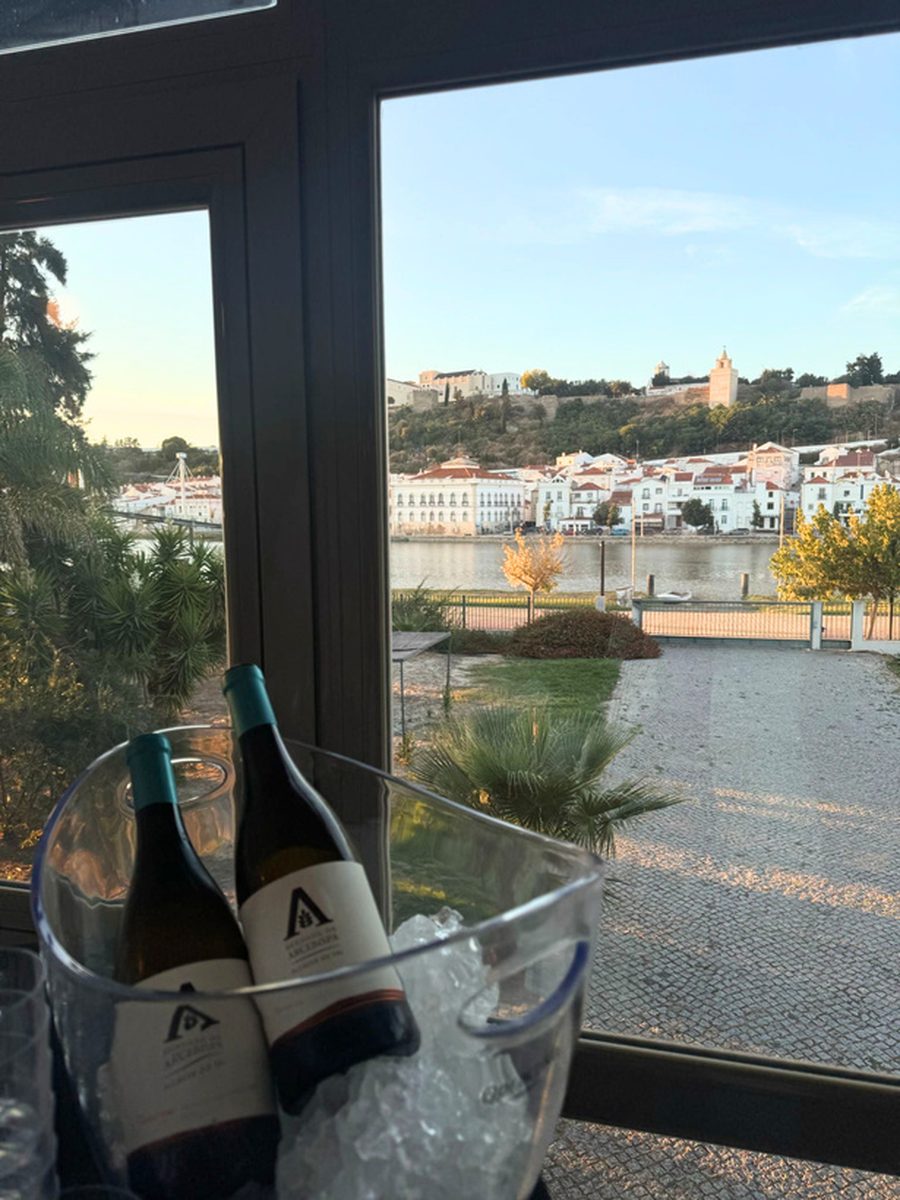 The view from Vista Rio across the Sado River to the castle and old town of Alcácer do Sal
